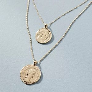 Anthropologie Double Coin Necklace